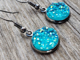 Aqua Geode Drop Earrings