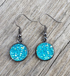 Aqua Geode Drop Earrings