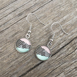 Chevron with Pink and Teal Drop Earrings