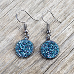 Cosmic Blue Geode Drop Earrings