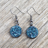 Cosmic Blue Geode Drop Earrings