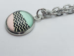 Chevron with Pink and Teal Necklace