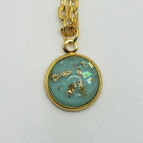 Light Blue with Gold Foil Necklace