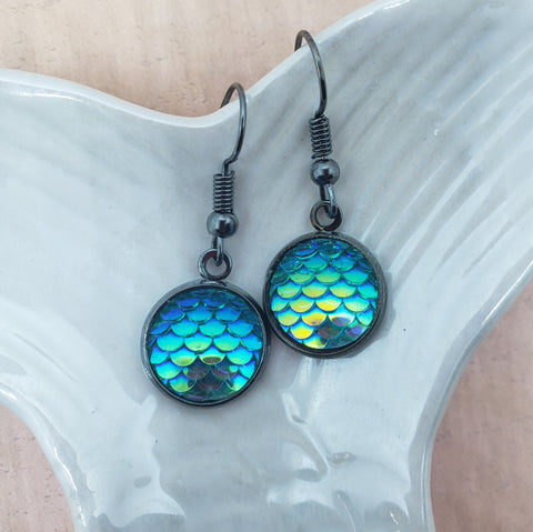 Aqua Mermaid Drop Earrings