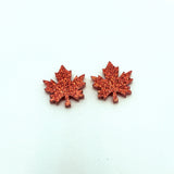 Sparkly Maple Leaf Studs