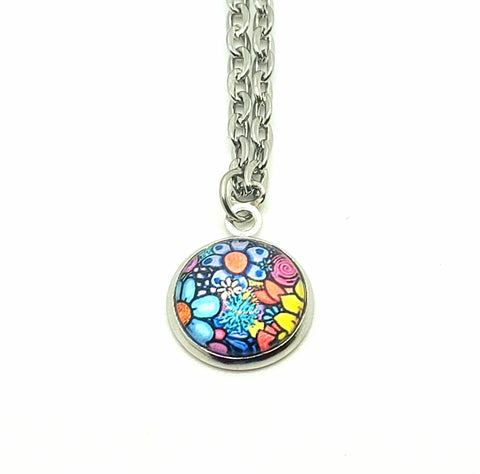 Oil Painting Flower Necklace