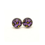 Purple and Yellow Leopard Print Studs