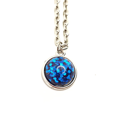 Blue Glitter Necklace