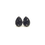 Black GeodeTeardrop Studs