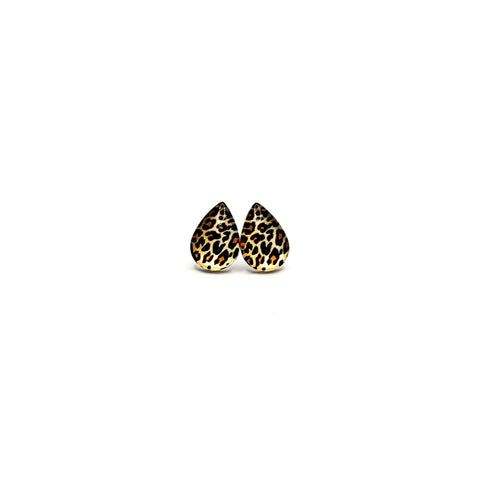 Teardrop Leopard Print Studs