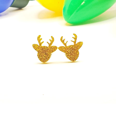 Golden Reindeer Studs