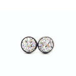 Silver Glitter Studs