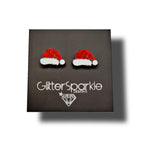 Sparkly Santa Hat Studs