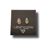 Purple Glimmer Teardrop Studs