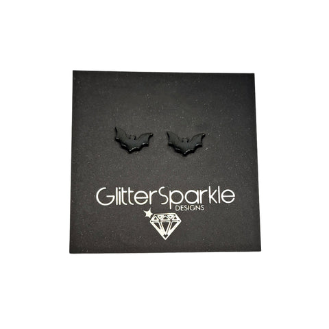 Black Stainless Bat Studs